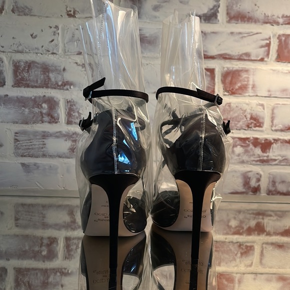Jimmy Choo Claire 100 Black/Transparent Heels. - Picture 3 of 10